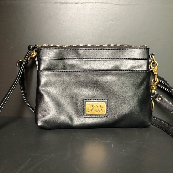 Frye & Co. Crossbody Bag Black Vegan Leather Adjustable Strap Western Festival - Picture 1 of 9